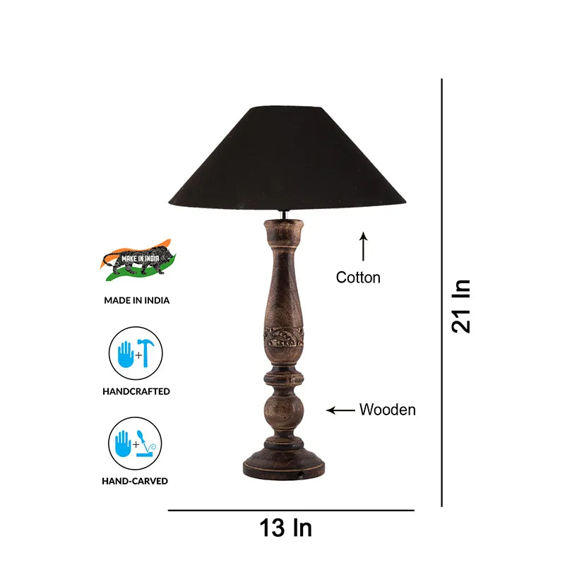 Nihara Wooden Fabric Table Lamp - Black,Brown media 5