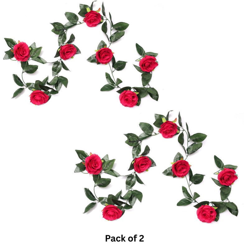 Fiora Artificial Rose Creeper (Rani Pink)  Set of Two media 4