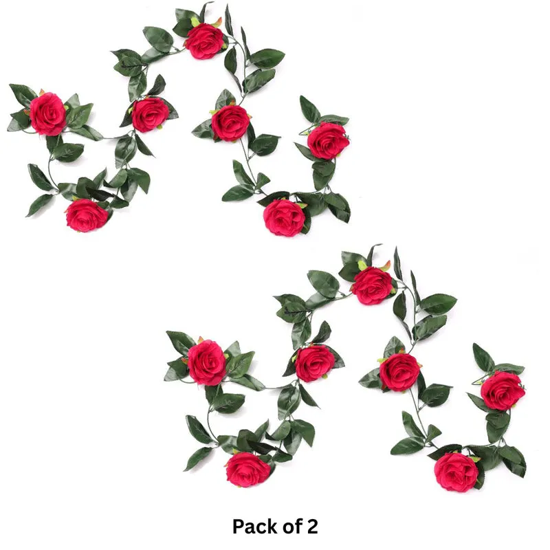 Fiora Artificial Rose Creeper (Rani Pink) Set of Two media 4