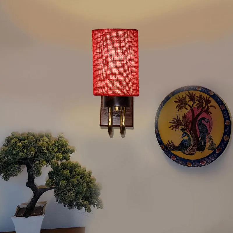 Gilded Arch Jute Wall Lamp - Red media 4