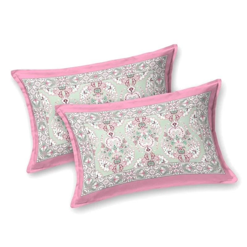 Rang Flowy Cotton Bedsheet (Green,Pink) - 120 TC media 3