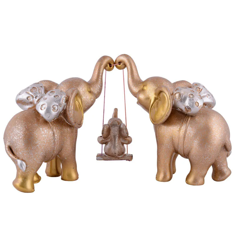 Tiny Tuskers Painted Polyresin Show Piece - Golden Brown media 5