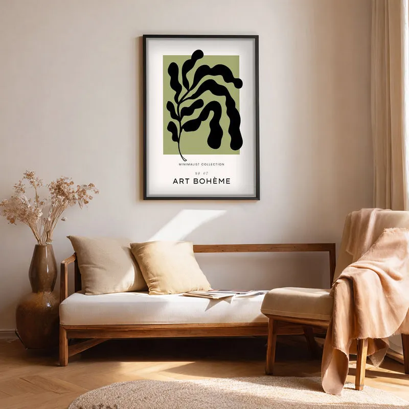 Boho Frond Canvas Wall Painting With Black Frame media 1