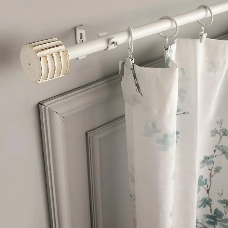 Cubis Etch Extendable 1" Single Curtain Rods With Round Finial & Brackets media 1