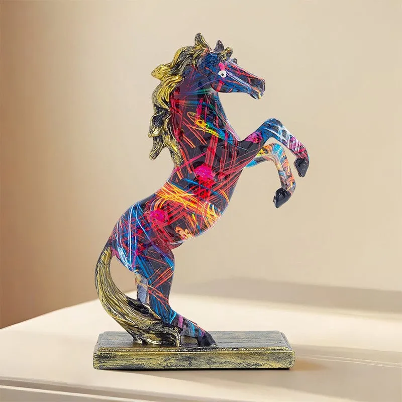 Colorful Rearing Horse Showpiece - Multicolor media 1