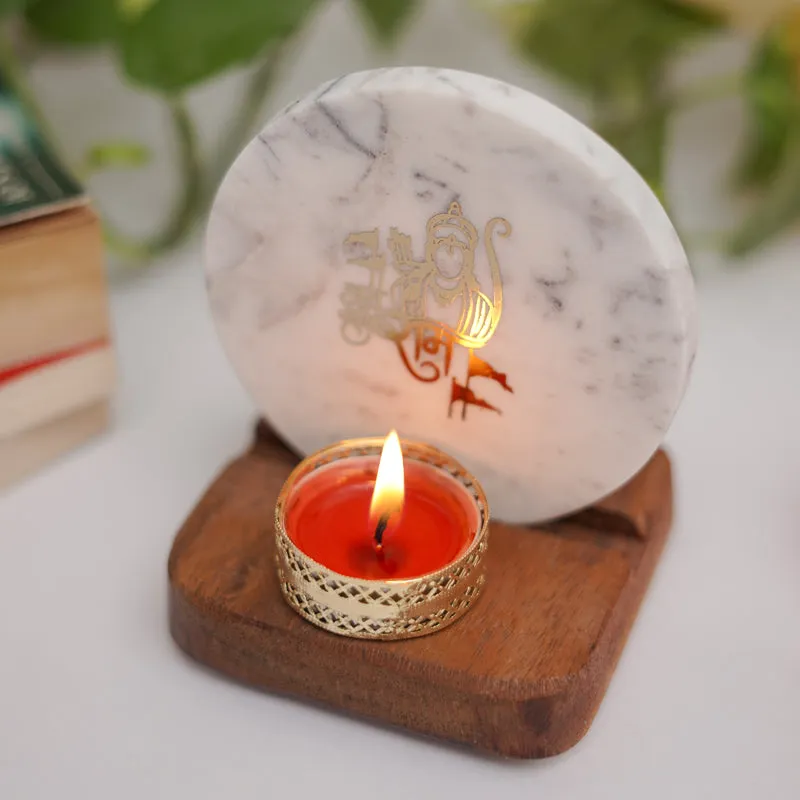 Jai Shree Ram Marble Religious Accent With Tealight Candle Holder media 4