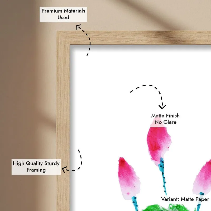 Lotus & Buds Archival Paper Wall Art - Natural Brown Frame media 7