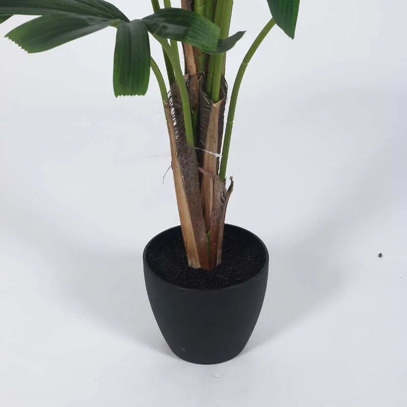 Faux Lush Rhapis Excelsa Plant With Black Fiber Pot - 3.9 Feet media 6