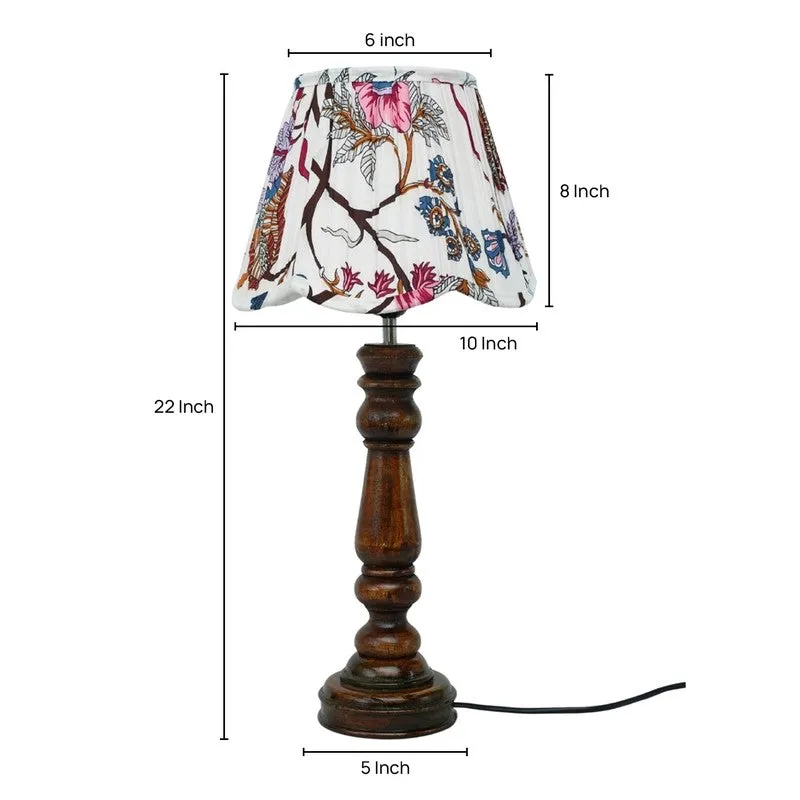 Leafspire Wooden Base Cotton Table Lamp - Multicolor media 5