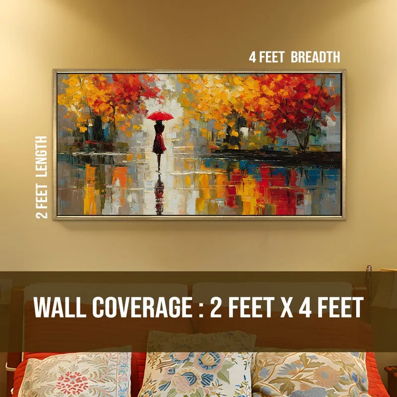 Amber Rain Canvas Wall Painting With Frame media 8