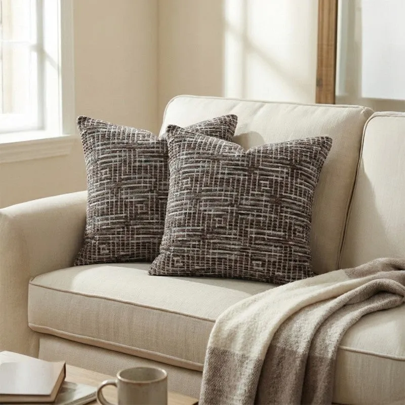 GeoMirage Cushion Cover (Brown) - Set Of Two media 1