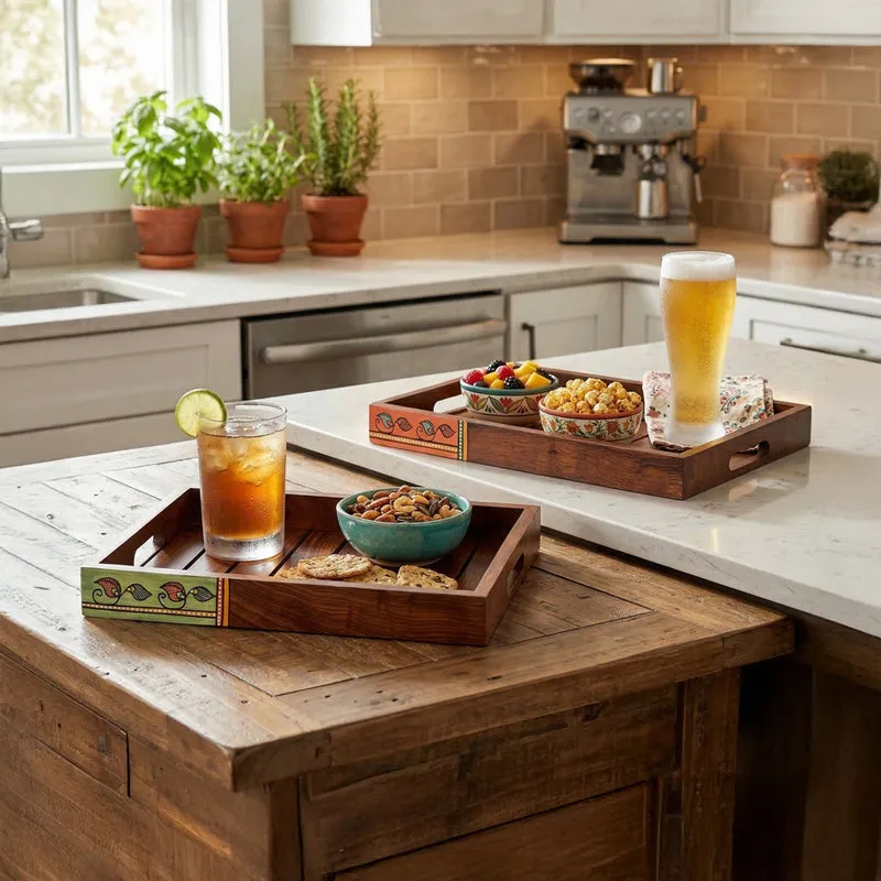 Veeyan Wooden Tray - Set Of Two media 1