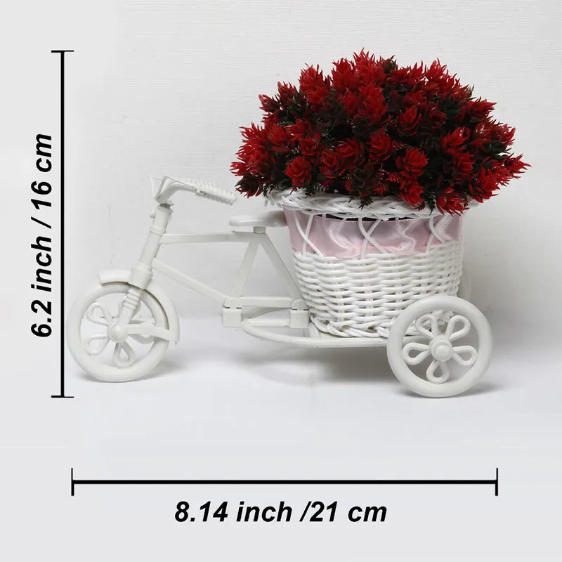 Faux Red Flower Plant On Mini Cycle Rikshaw media 4