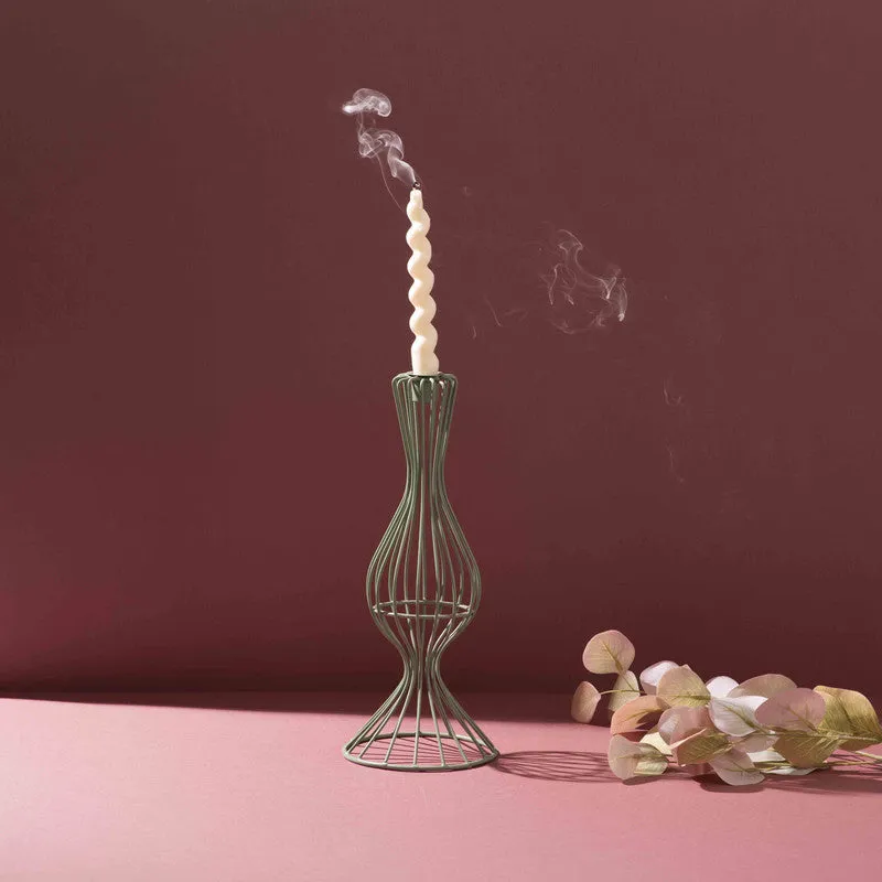 Twist Taper Candle Holder - Green media 5