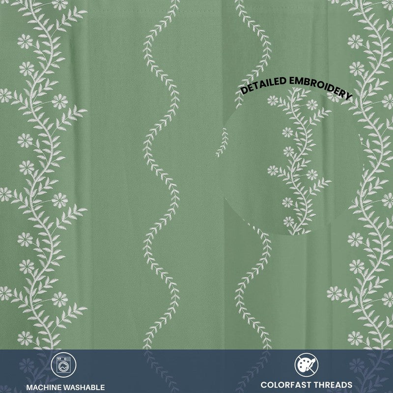 Urban Space Boho Curtain - Green & White media 5