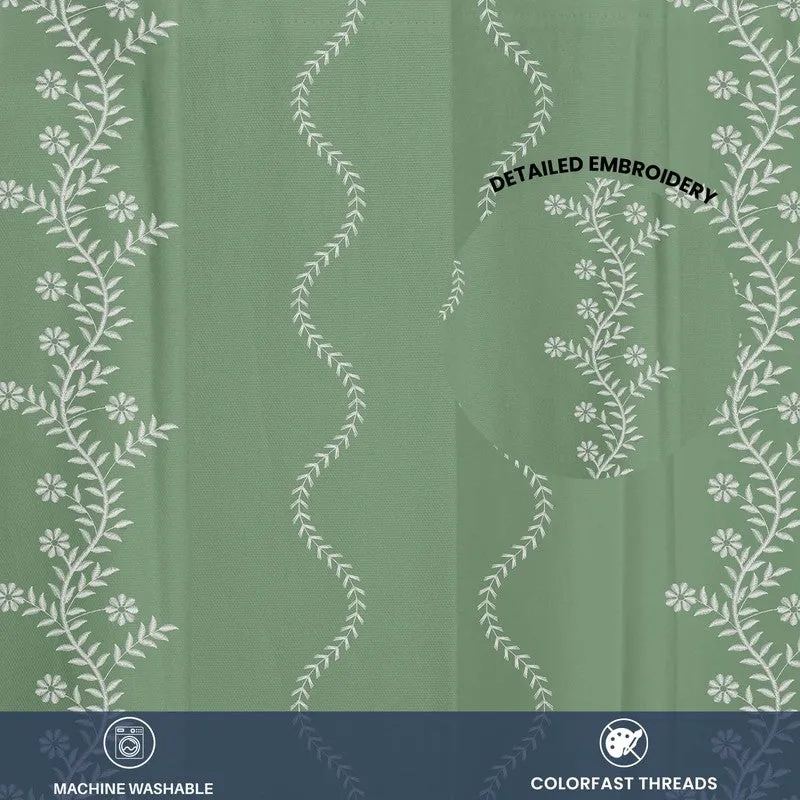 Urban Space Boho Curtain - Green & White media 5