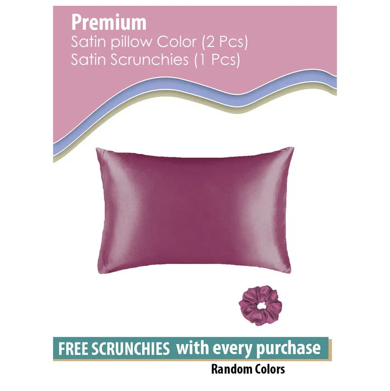 SilkenAura I Satin Pillow Cover with a Scrunchy (Purple) - Set Of Two media 5