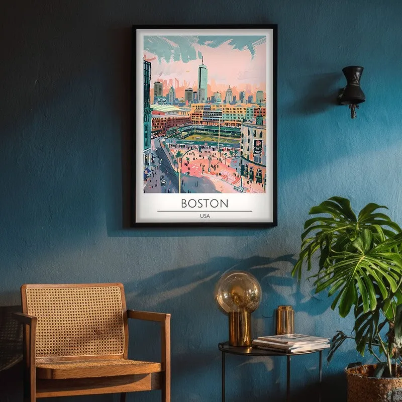Vintage Boston Framed Canvas Wall Painting media 4