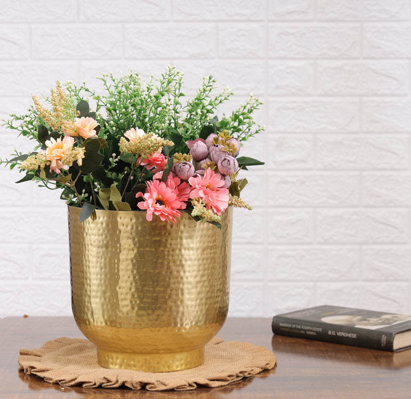 Edo Hammered Golden Planter - Gold media 4
