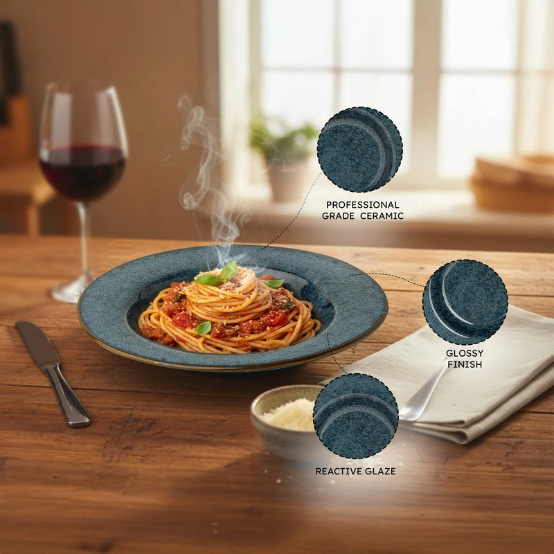 Azure Stone Ceramic Pasta Plate (Blue) - Set Of Two media 5