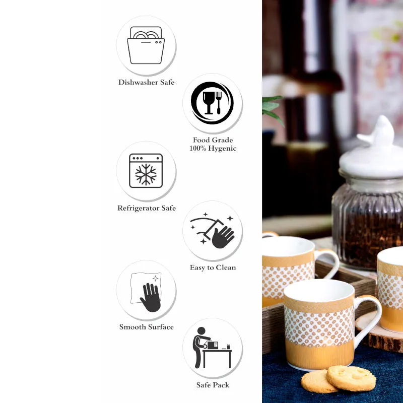Sonaki Giselle Charm Bone China Tea Cup Gold & Yellow (210 mL Each) - Set Of Six media 4