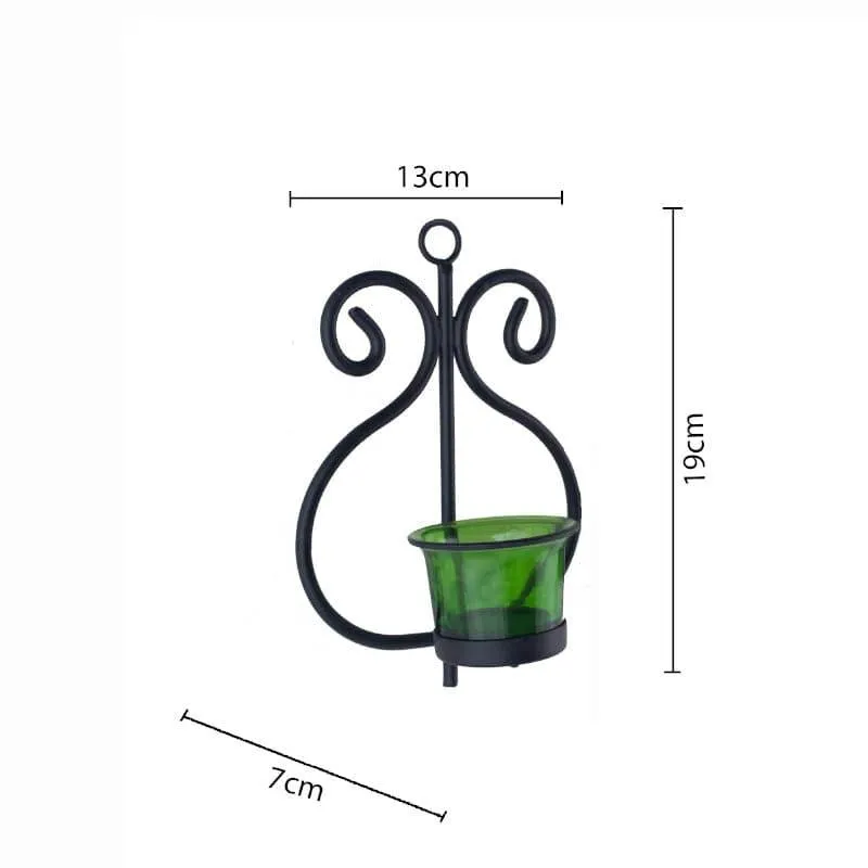 Seina Black Frame Sconce Candle Holder (Green) - Set Of Two media 5