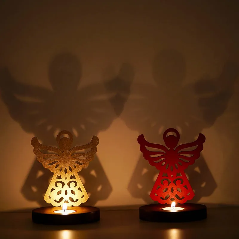 Seraphim Sisters Wood Christmas Tea Light Holder - Set Of Two media 5