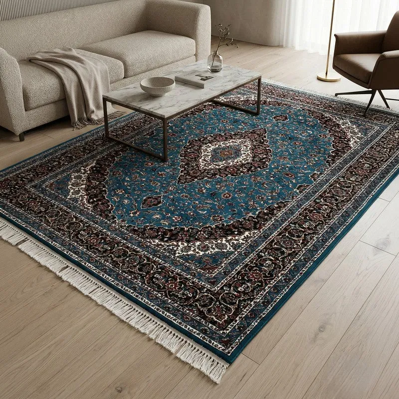RitiRang Artificial Silk Carpet - Blue media 3