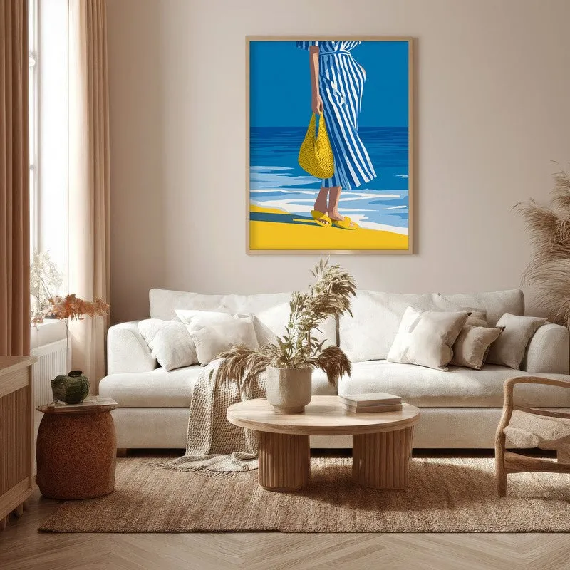 Shoreline Canvas Wall Painting - Brown Frame media 5