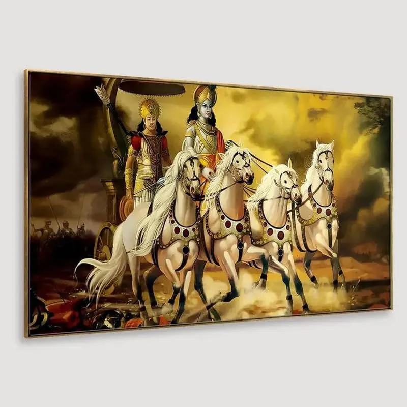 The Sacred Kurukshetra Canvas Wall Painting With Frame media 5