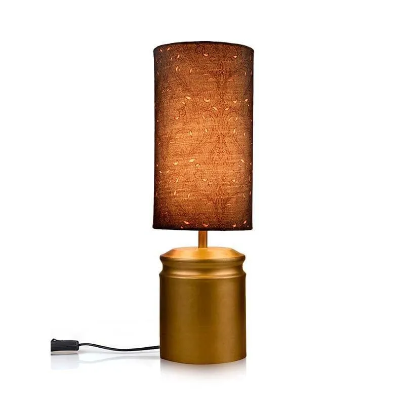 Earthy Brown Fabric Table Lamp - Grey,Gold media 5