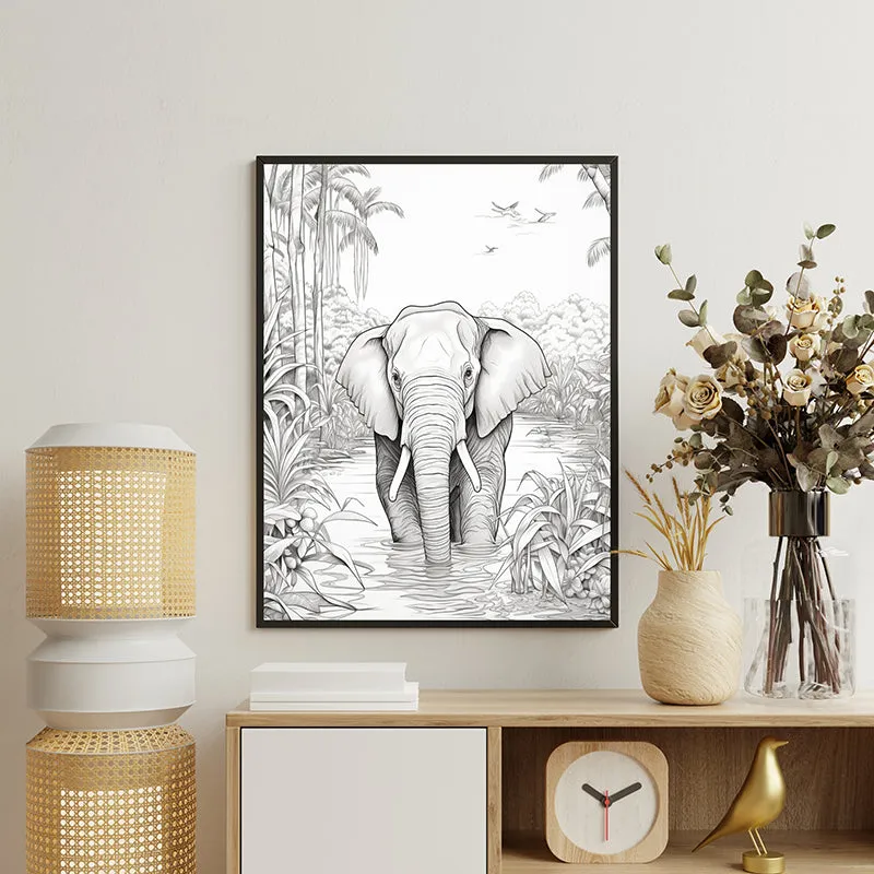 Elephant Sketch Canvas Wall Art media 3