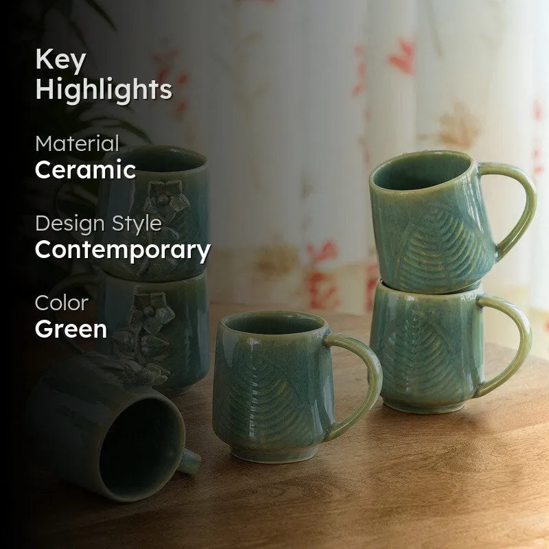 Sage Ceramic Coffee Mug (330 mL Each) - Set Of Six media 2