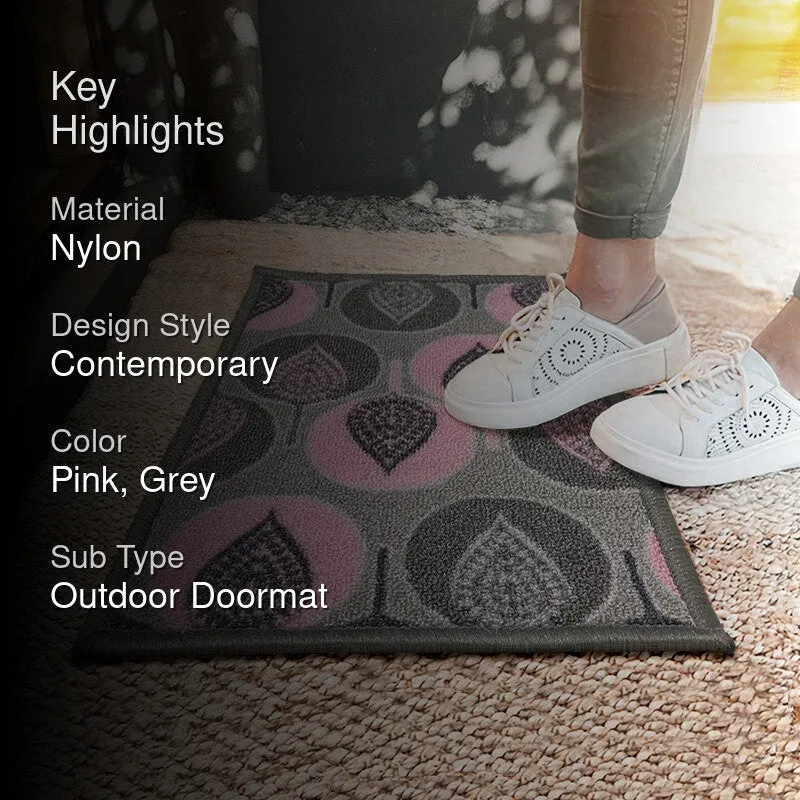 Faro Floral Nylon Door Mats - Pink,Grey media 2