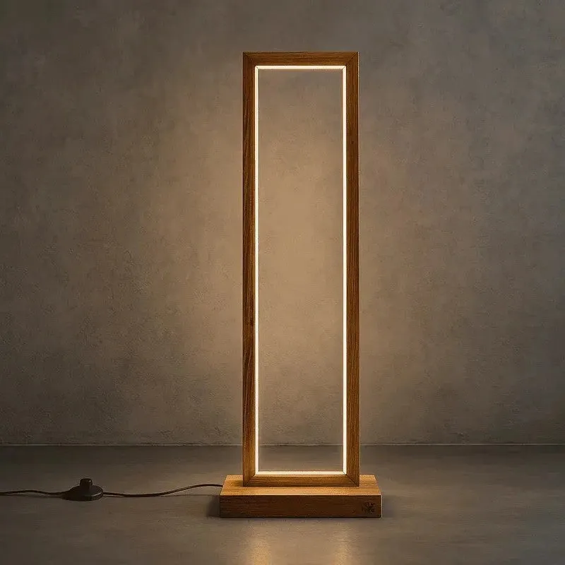 Rectangular Teak Wood LED Wooden Floor Lamp media 3