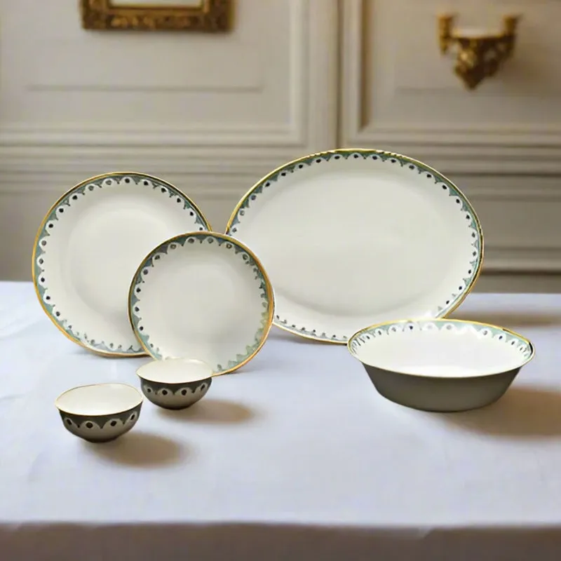 Isebella 24k Gold Brushed Porcelain Dinner Set - 21 Piece Set media 4
