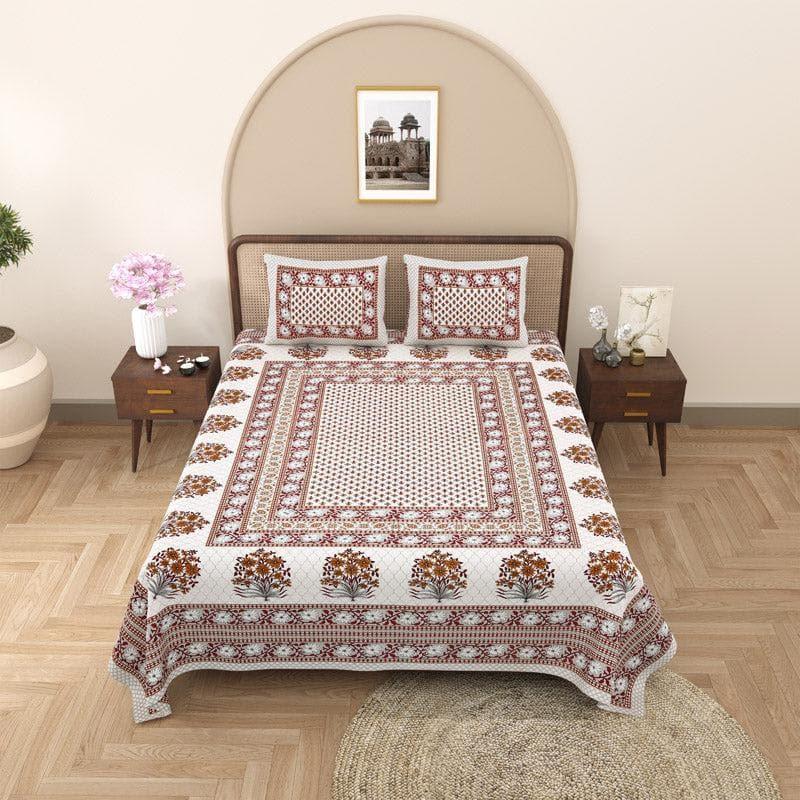 Prerna Ethnic Printed Cotton Bedsheet (Brown) - 140 TC media 3