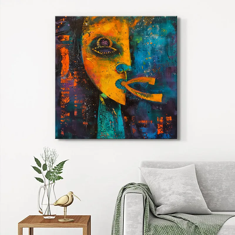 Tribal Mask Abstract Wall Painting media 1