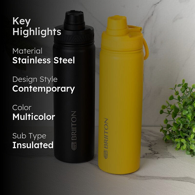 Sip Slay Hot & Cold Thermos Water Bottle (Black & Yellow, 750 mL Each) - Set Of Two media 2