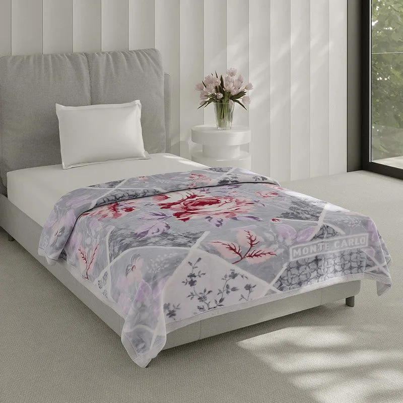 Monte Carlo Petal Dreamscape Blanket (Grey,Pink) - 895 GSM media 1