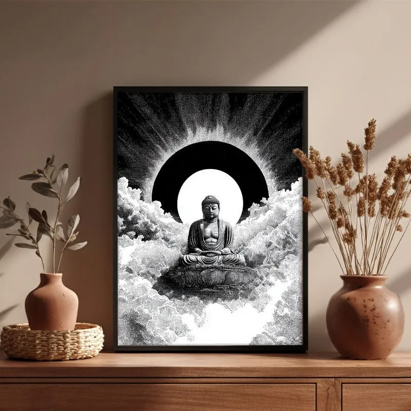 Buddha Calm Aura Wall Painting With Black Frame media 6