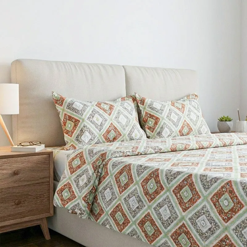 Chakra Ethnic Cotton Bedsheet (Green) - 120 TC media 3