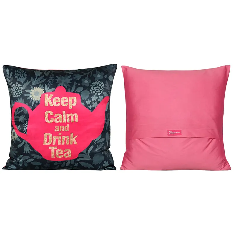 India Circus Botanical High Tea Printed Satin Cushion Cover - Set Of Five media 5