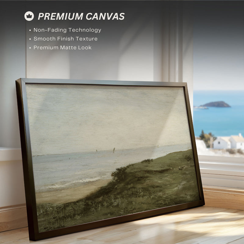 Cliff & Waves Wood Wall Art With Frame - Black media 4