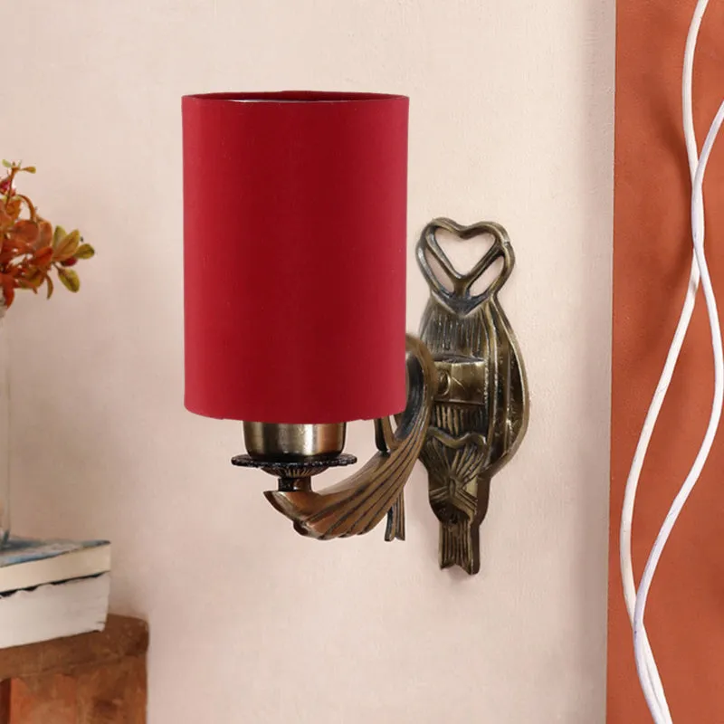 Love Gleam Atva Cylindrical Fabric & Metal Wall Lamp - Red media 3