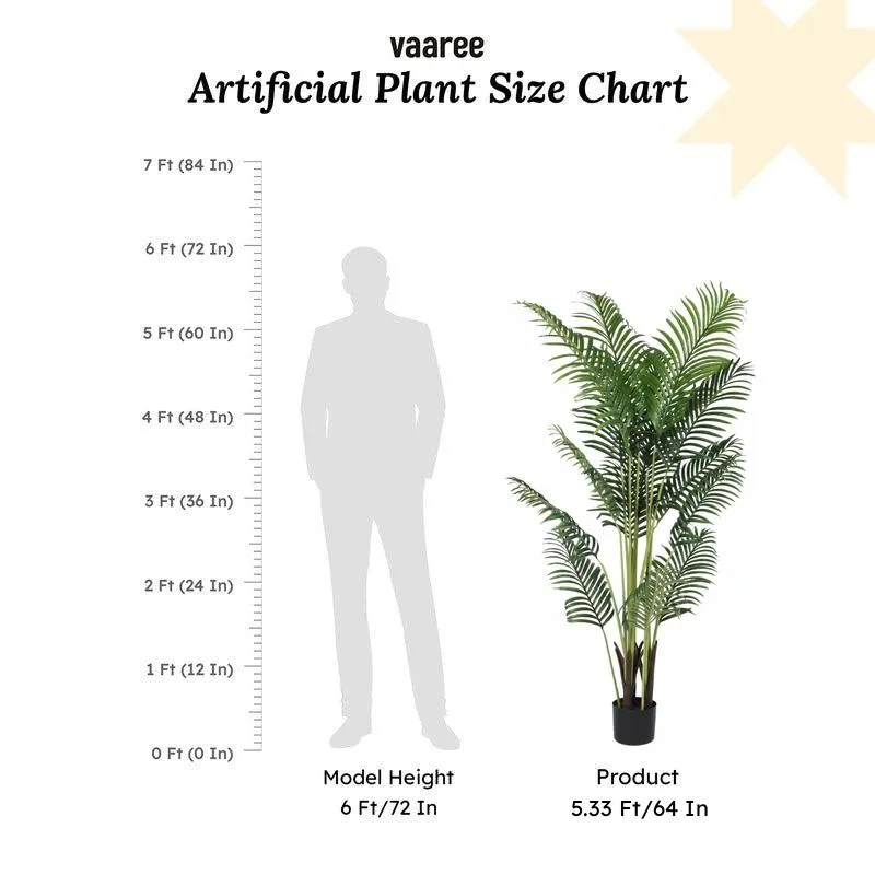 Faux Lush Areca Plam Plant With Black Plastic Pot - 5.2 Feet media 6