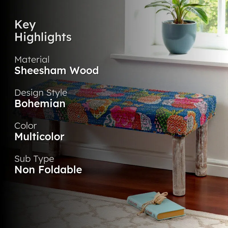 Evaro Sheesham Wooden Bench - Multicolor media 2