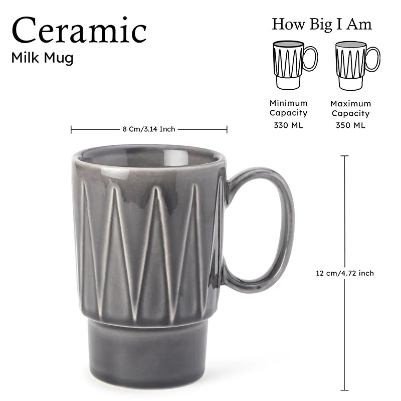 Kindred Ceramic Coffee Mug (Ash Grey/350 mL Each) - Set Of Two media 8