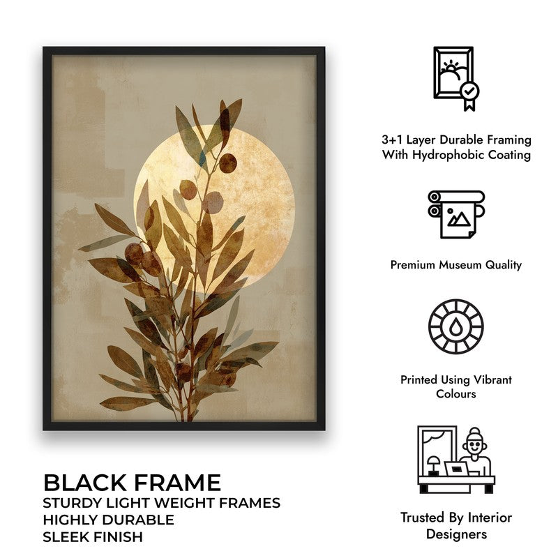 Moonlit Botanicals Archival Paper Wall Painting With Black Frame media 7