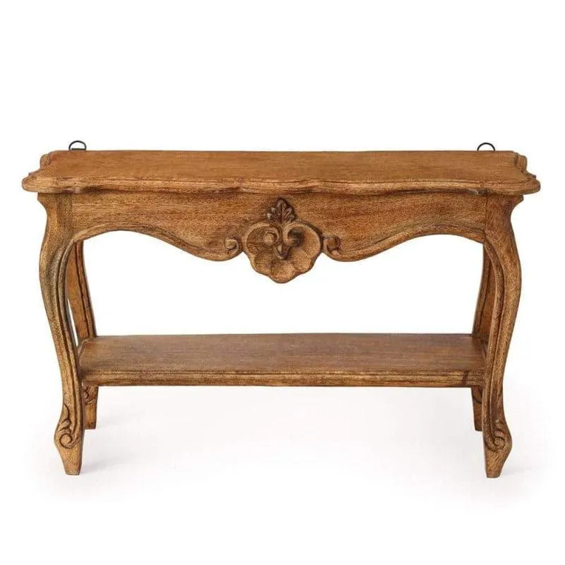 Alice Mini Table Handcrafted Wooden Wall Shelf media 4
